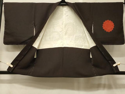 平和屋着物＃羽織　地紋起こし　正倉院花文　黒地　正絹　逸品　未使用　CABG8228in
