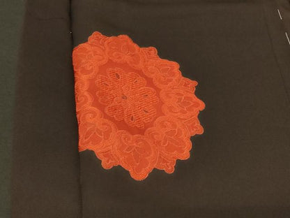 平和屋着物＃羽織　地紋起こし　正倉院花文　黒地　正絹　逸品　未使用　CABG8228in
