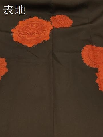 平和屋着物＃羽織　地紋起こし　正倉院花文　黒地　正絹　逸品　未使用　CABG8228in