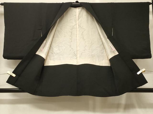 平和屋着物＃羽織　絞り　枝花文　黒地　正絹　逸品　CABG8231in