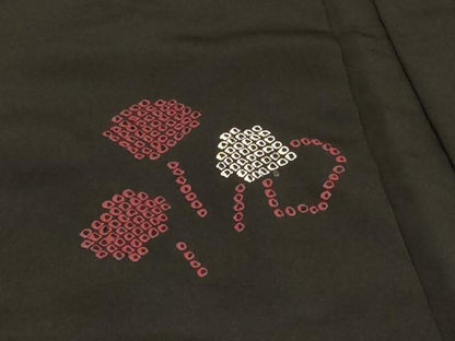 平和屋着物＃羽織　絞り　枝花文　黒地　正絹　逸品　CABG8231in