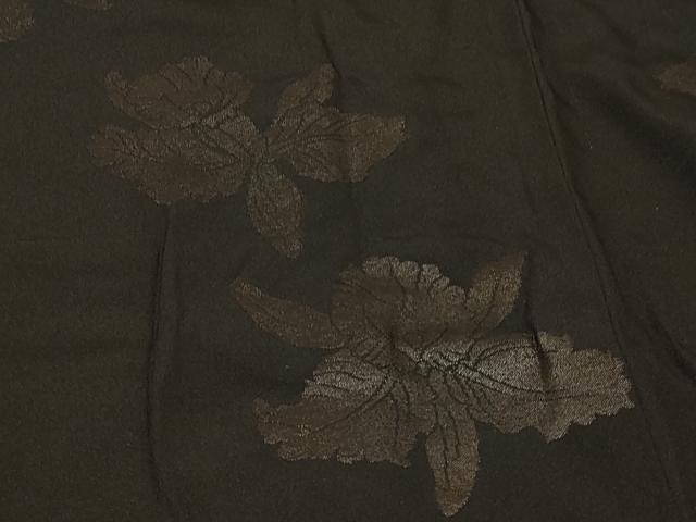 平和屋着物＃羽織　草花文　黒地　正絹　逸品　CABG8235in