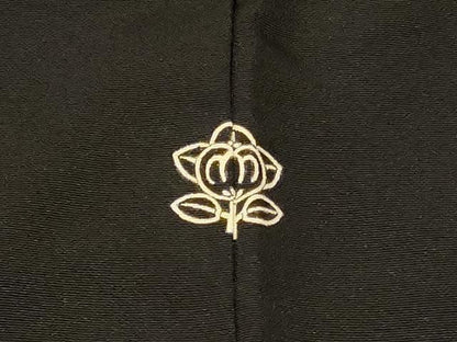 平和屋着物＃羽織　草花文　黒地　正絹　逸品　CABG8235in