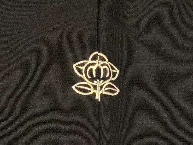 平和屋着物＃羽織　草花文　黒地　正絹　逸品　CABG8235in