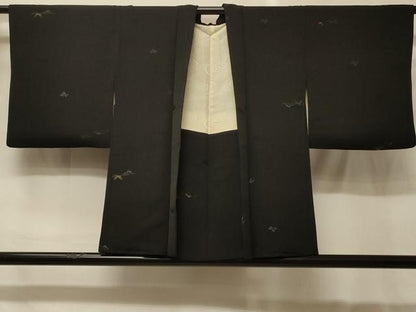 平和屋着物＃羽織　寿光織　風景文　黒地　金銀糸　正絹　逸品　CABG8240in