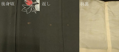 平和屋着物＃羽織　草花文　黒地　正絹　逸品　未使用　CABG8249in