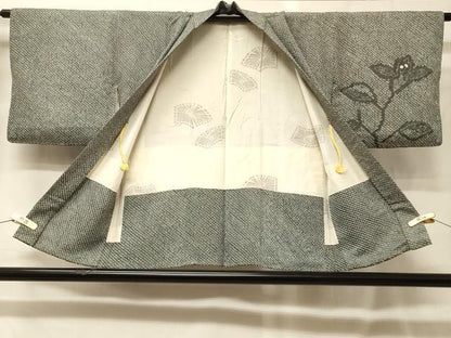 平和屋着物＃羽織　総絞り　枝花文　正絹　逸品　CABG8250in