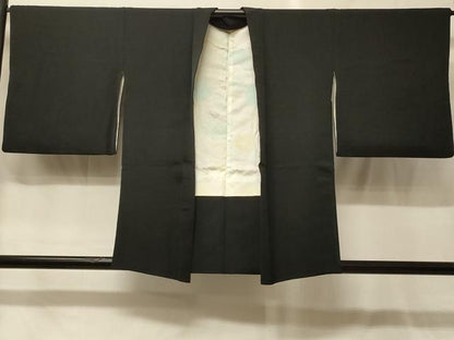 平和屋着物＃羽織　寿光織　花籠文　薔薇　バラ　黒地　金銀糸　正絹　逸品　CABG8252in