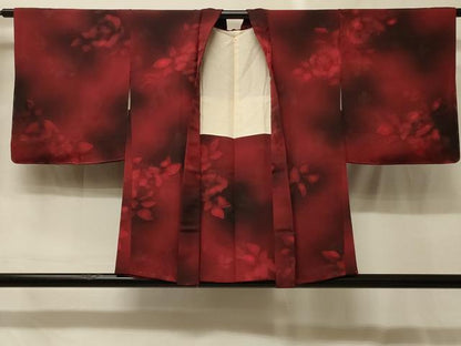 平和屋着物＃羽織　地紋起こし　草花文　暈し染め　反端付き　正絹　逸品　CABG8258in