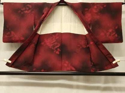 平和屋着物＃羽織　地紋起こし　草花文　暈し染め　反端付き　正絹　逸品　CABG8258in