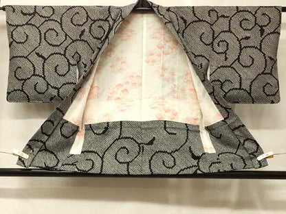 平和屋着物＃羽織　総絞り　唐草文　黒地　正絹　逸品　未使用　CABG8259in