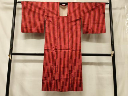平和屋着物＃道行コート　雨コート　単衣　縞　ロング丈　正絹　逸品　CABG8262in