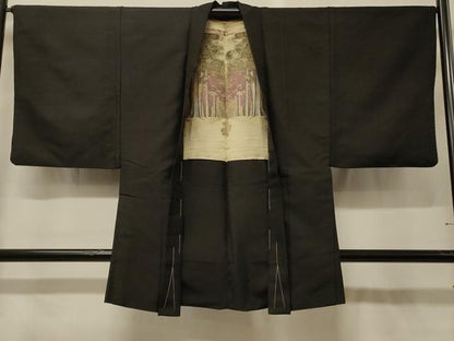 平和屋着物＃男性　長羽織　黒地　正絹　逸品　未使用　CABG8264in