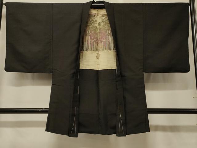 平和屋着物＃男性　長羽織　黒地　正絹　逸品　未使用　CABG8264in