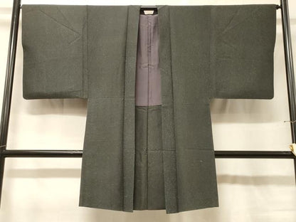 平和屋着物＃男性　長羽織　紬地　霞文　正絹　逸品　CABG8268in