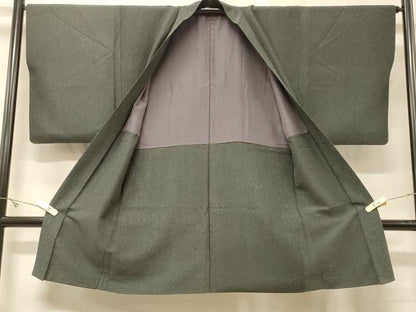 平和屋着物＃男性　長羽織　紬地　霞文　正絹　逸品　CABG8268in