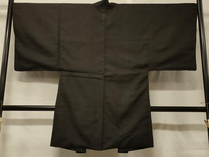 平和屋着物＃男性　長羽織　黒地　正絹　逸品　CABG8269in