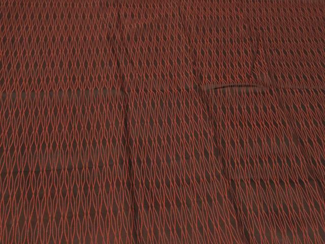 平和屋着物＃道行コート　雨コート　幾何学文様　黒地　ロング丈　正絹　逸品　CABG8270in