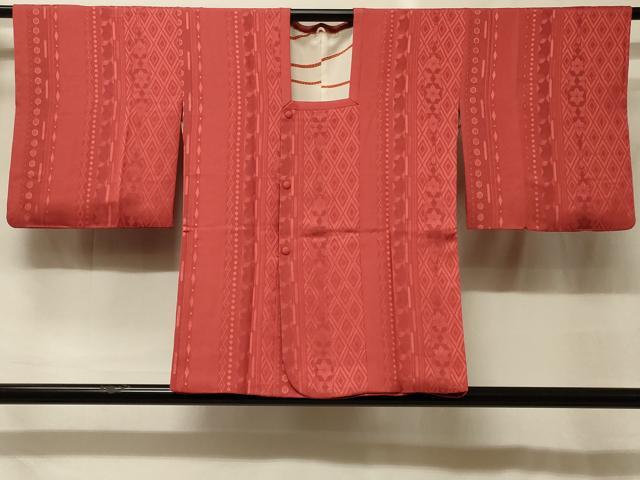 平和屋着物＃道行コート　色無地　吉祥間道地紋　蘇芳色　正絹　逸品　CABG8273in