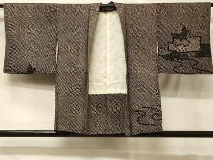 平和屋着物＃羽織　総絞り　流水草花文　正絹　逸品　CABG8280in