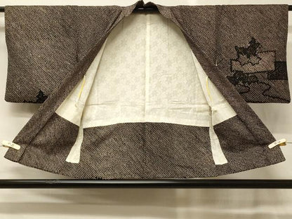 平和屋着物＃羽織　総絞り　流水草花文　正絹　逸品　CABG8280in
