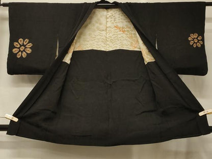 平和屋着物＃羽織　絞り　舞花文　黒地　正絹　逸品　CABG8285in