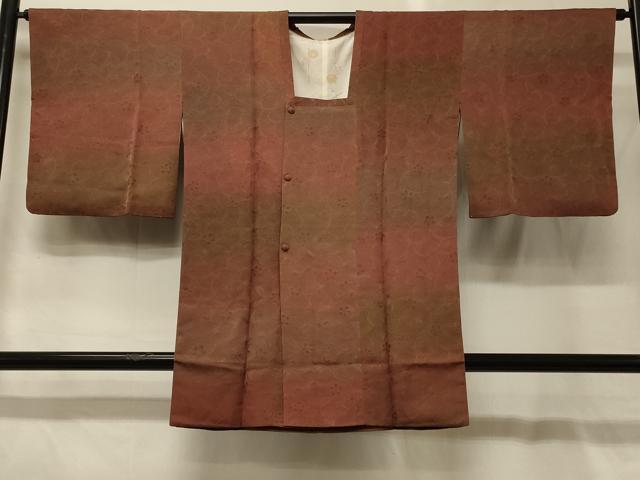 平和屋着物＃道行コート　花唐草地紋　暈し染め　ロング丈　正絹　逸品　CABG8287in