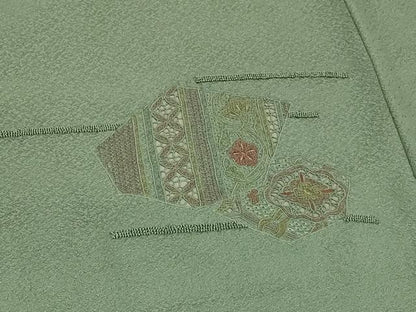 平和屋着物＃中国三大刺繍　スワトウ刺繍　総刺繍　道中着　破れ色紙花文　正絹　逸品　CABG8289in
