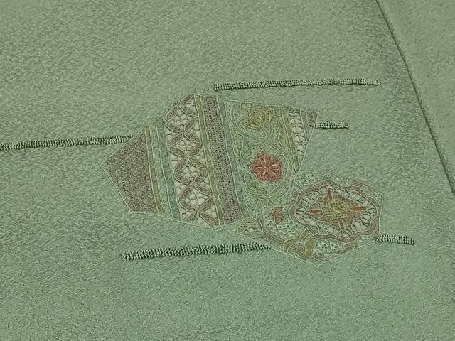 平和屋着物＃中国三大刺繍　スワトウ刺繍　総刺繍　道中着　破れ色紙花文　正絹　逸品　CABG8289in