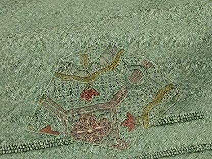 平和屋着物＃中国三大刺繍　スワトウ刺繍　総刺繍　道中着　破れ色紙花文　正絹　逸品　CABG8289in