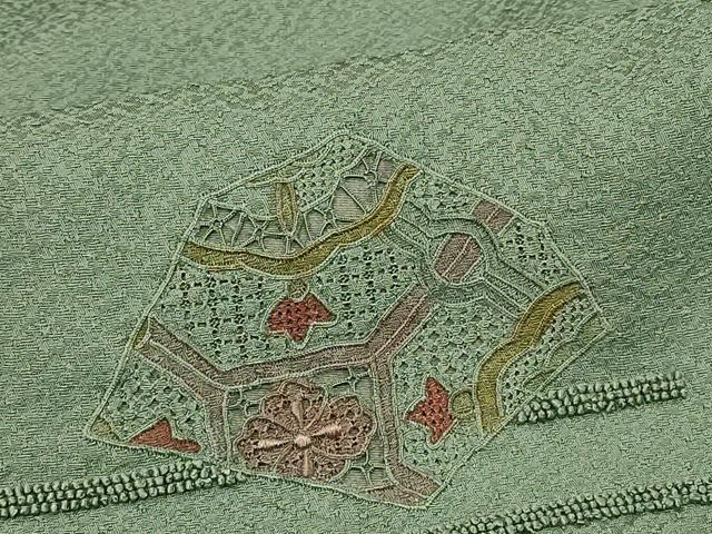 平和屋着物＃中国三大刺繍　スワトウ刺繍　総刺繍　道中着　破れ色紙花文　正絹　逸品　CABG8289in