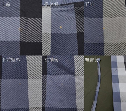 平和屋着物＃道行コート　お召地　単衣　チェック柄　ロング丈　正絹　逸品　CABG8291in