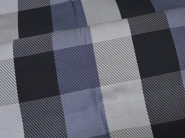 平和屋着物＃道行コート　お召地　単衣　チェック柄　ロング丈　正絹　逸品　CABG8291in