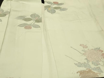 平和屋着物＃羽織　寿光織　草花文　金銀糸　正絹　逸品　CABG8293in