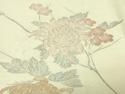 平和屋着物＃羽織　寿光織　草花文　金銀糸　正絹　逸品　CABG8293in