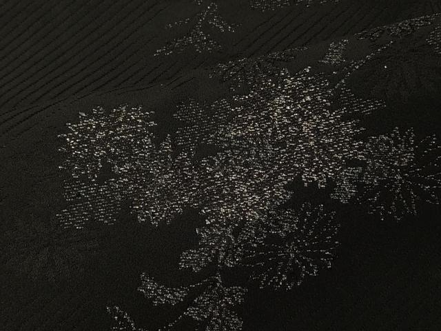 平和屋着物＃羽織　寿光織　草花文　黒地　金銀糸　正絹　逸品　CABG8296in