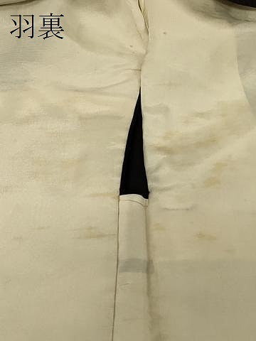 平和屋着物＃羽織　寿光織　草花文　黒地　金銀糸　正絹　逸品　CABG8296in