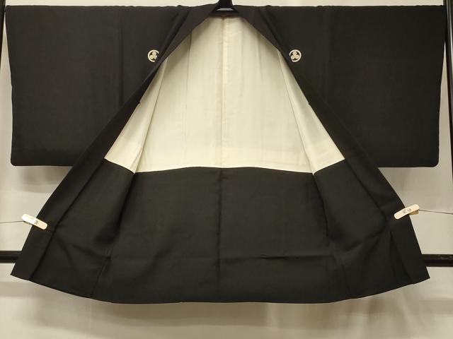 平和屋着物＃男性　長羽織　黒紋付き　正絹　逸品　CABG8303in