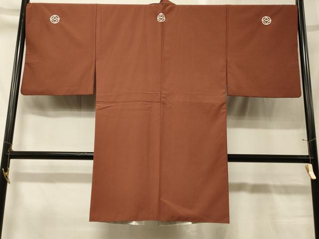 平和屋着物＃男性　長羽織　色紋付き　柿渋色　CABG8305in
