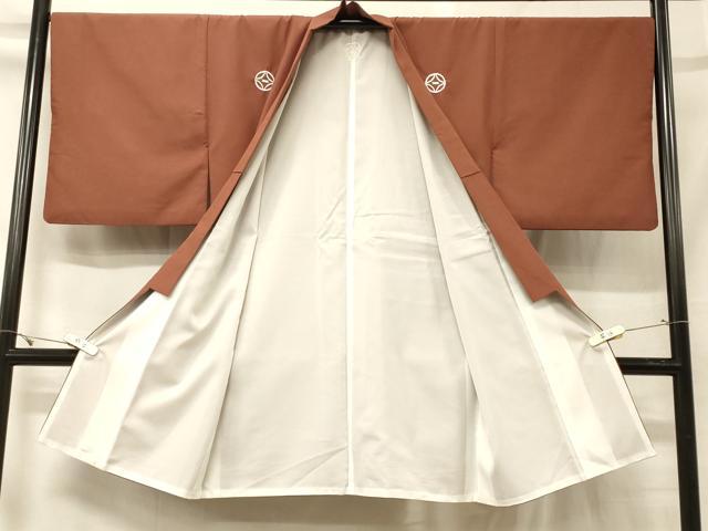 平和屋着物＃男性　長羽織　色紋付き　柿渋色　CABG8305in
