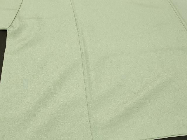 平和屋着物＃男性　長羽織　色紋付き　若芽色　正絹　逸品　CABG8309in