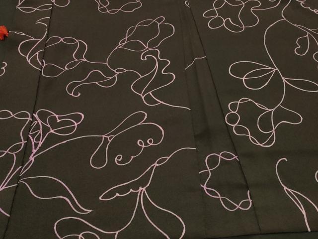 平和屋着物＃羽織　枝花文　黒地　正絹　逸品　CABG8314in