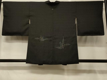 平和屋着物＃羽織　折り鶴　黒地　金銀糸　正絹　逸品　未使用　CABG8315in
