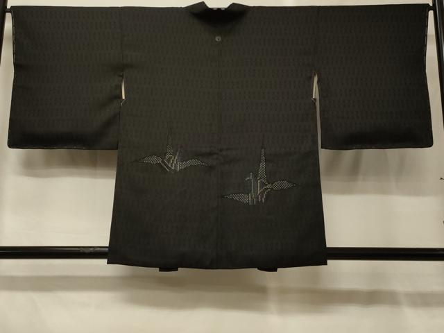 平和屋着物＃羽織　折り鶴　黒地　金銀糸　正絹　逸品　未使用　CABG8315in