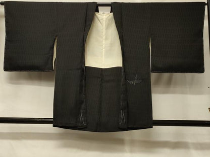 平和屋着物＃羽織　折り鶴　黒地　金銀糸　正絹　逸品　未使用　CABG8315in