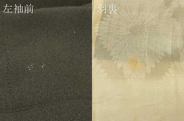 平和屋着物＃羽織　流水草花文　黒地　正絹　逸品　CABG8316in