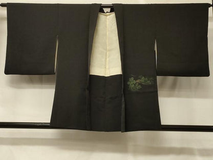 平和屋着物＃羽織　寿光織　風景文　黒地　金糸　正絹　逸品　CABG8318in