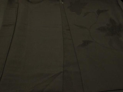 平和屋着物＃羽織　ドロンワーク　枝花地紋　黒地　正絹　逸品　CABG8319in