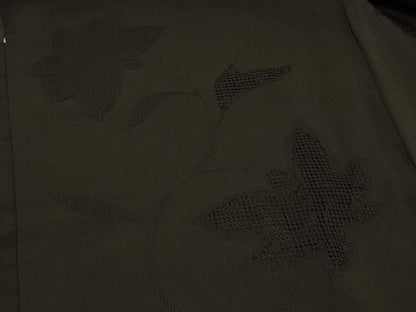 平和屋着物＃羽織　ドロンワーク　枝花地紋　黒地　正絹　逸品　CABG8319in