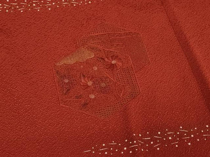 平和屋着物＃中国三大刺繍　スワトウ刺繍　道行コート　亀甲重ね花文　金彩　正絹　逸品　CABG8320in